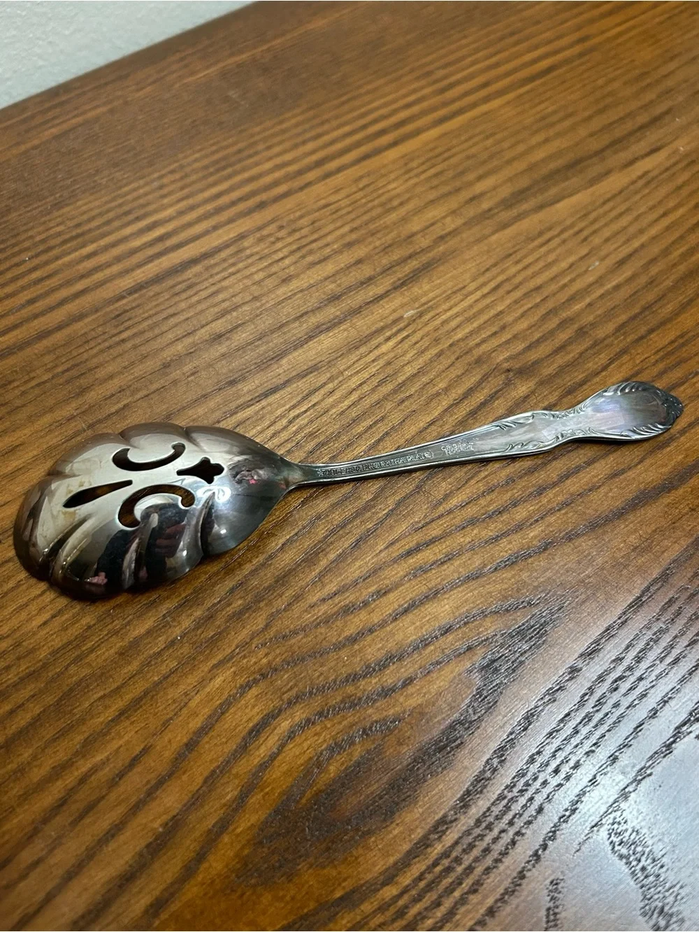 F.B. Rogers Vintage Silver Slotted Serving Spoon Extra Plate